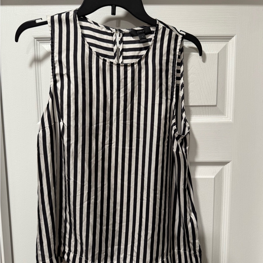 Black & White Striped J Crew Silk Top